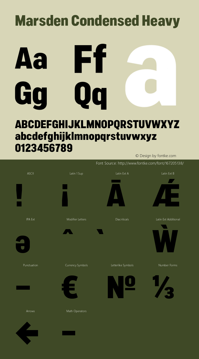 Marsden Condensed Heavy 1.000 Font Sample