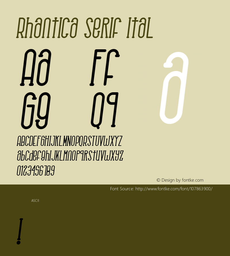 Rhantica-SerifItal Version 1.000 Font Sample