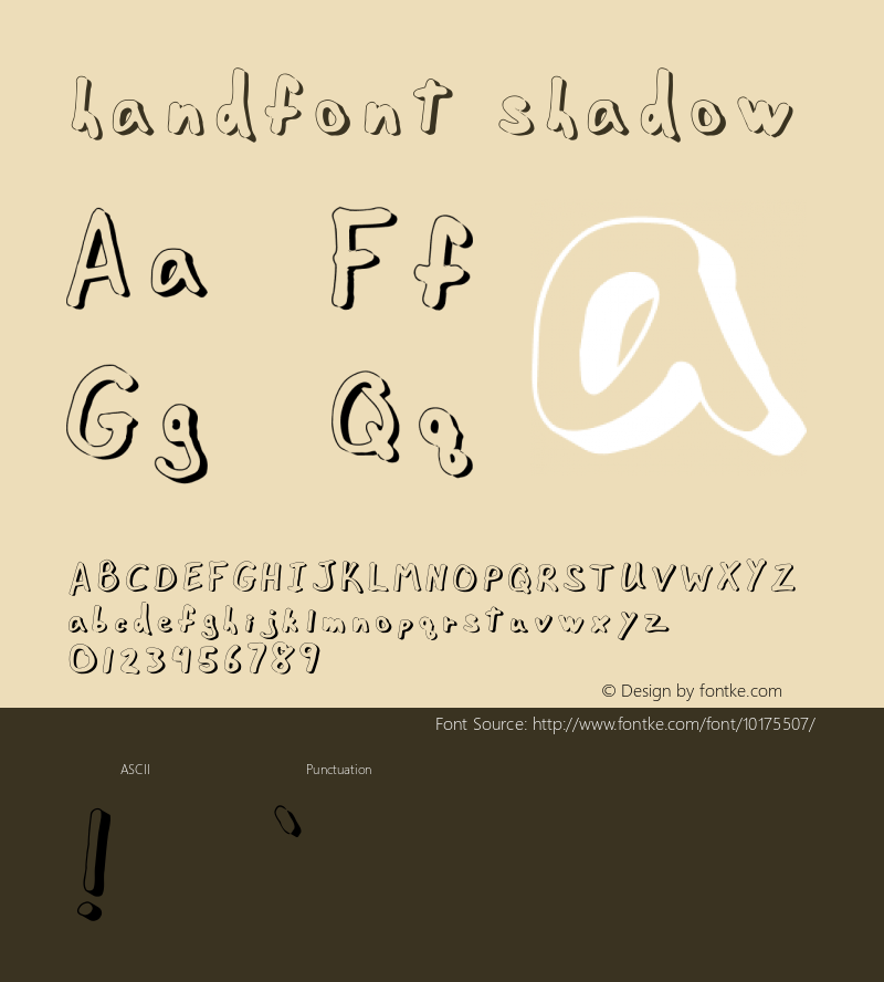 handfont shadow Version 001.000 Font Sample