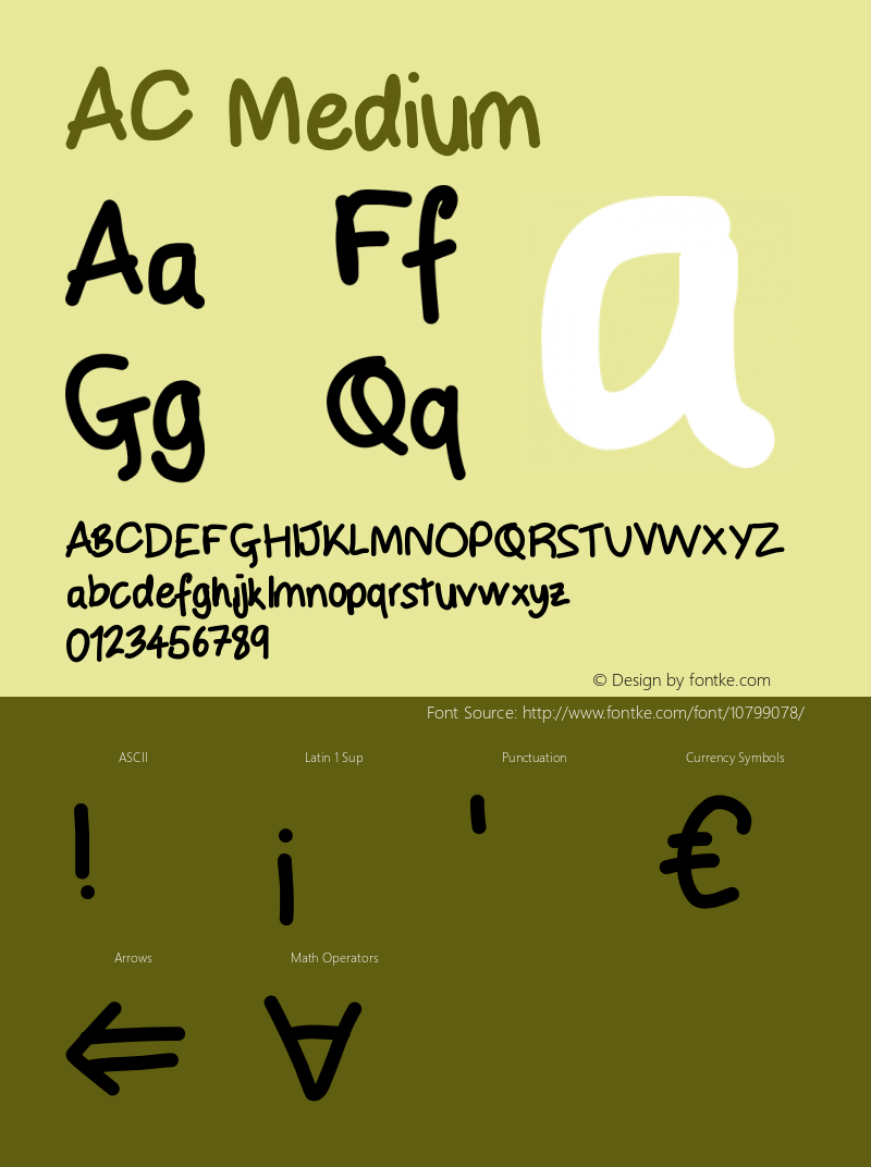 AC Medium Version 001.000 Font Sample