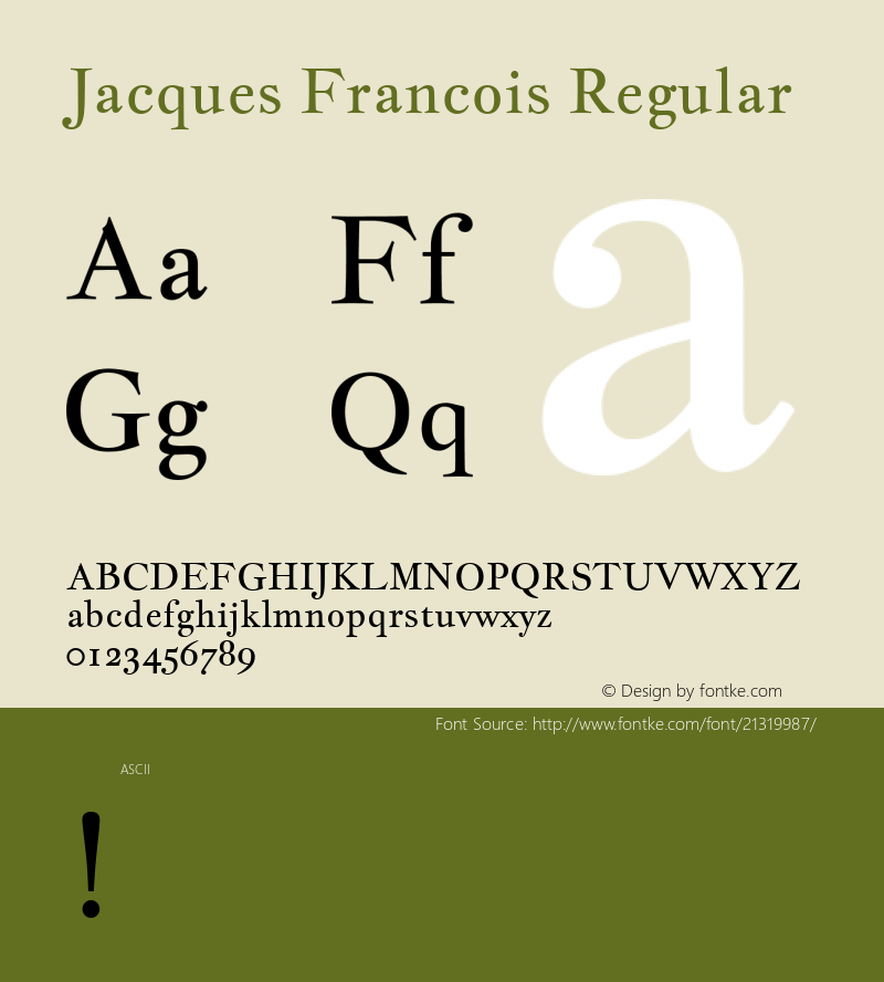 Jacques Francois Regular  Font Sample