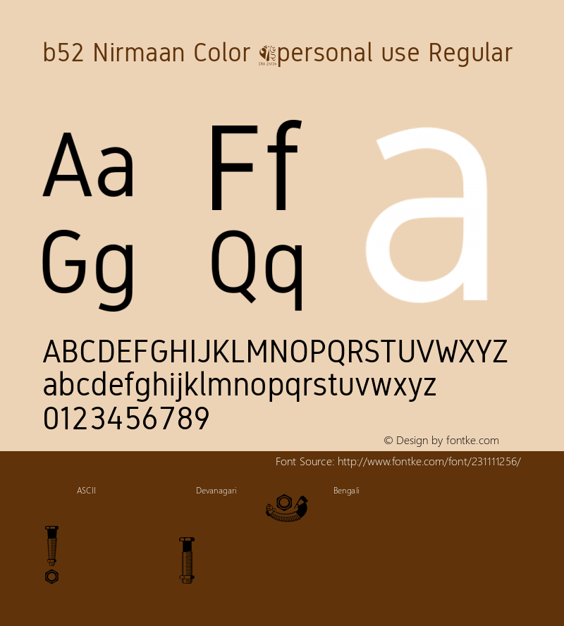 b52 Nirmaan Color (personal use Version 1.00;April 4, 2022;FontCreator 13.0.0.2683 64-bit图片样张