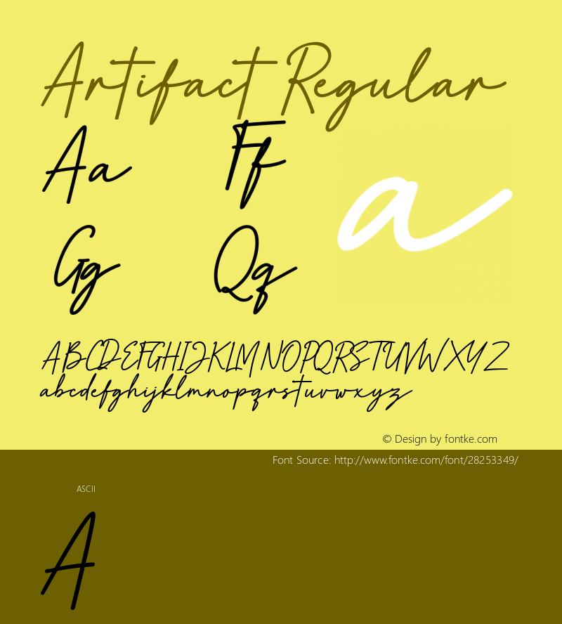 Artifact Version 1.00;December 20, 2018 Font Sample