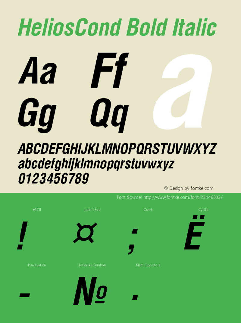HeliosCond Bold Italic Version 4.100;PS 001.001;hotconv 1.0.38 Font Sample