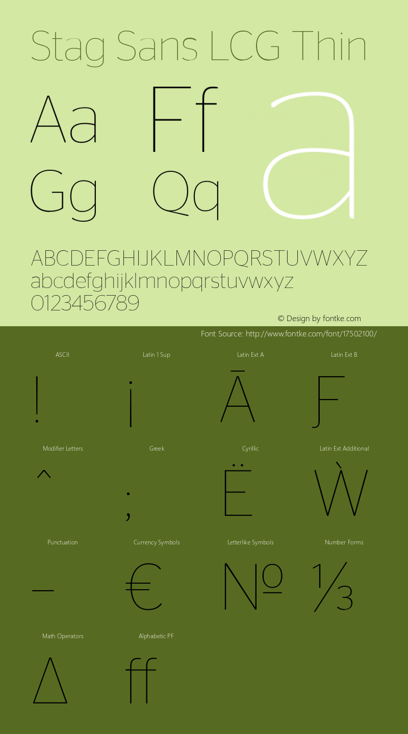 Stag Sans LCG Thin Version 1.200; 2016 Latin, Cyrillic and Greek Font Sample