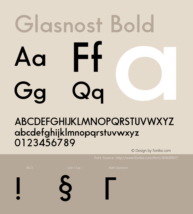 Glasnost Bold 1.0 Wed May 19 04:14:40 1993 Font Sample