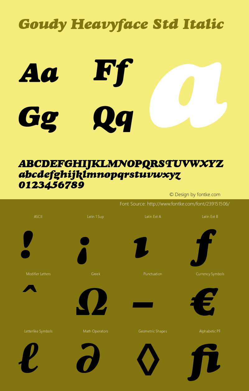 Goudy Heavyface Std Italic Version 1.00 Build 1000图片样张