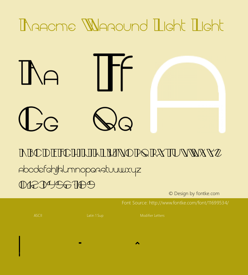 Aracme Waround Light Light Version 001.000 Font Sample