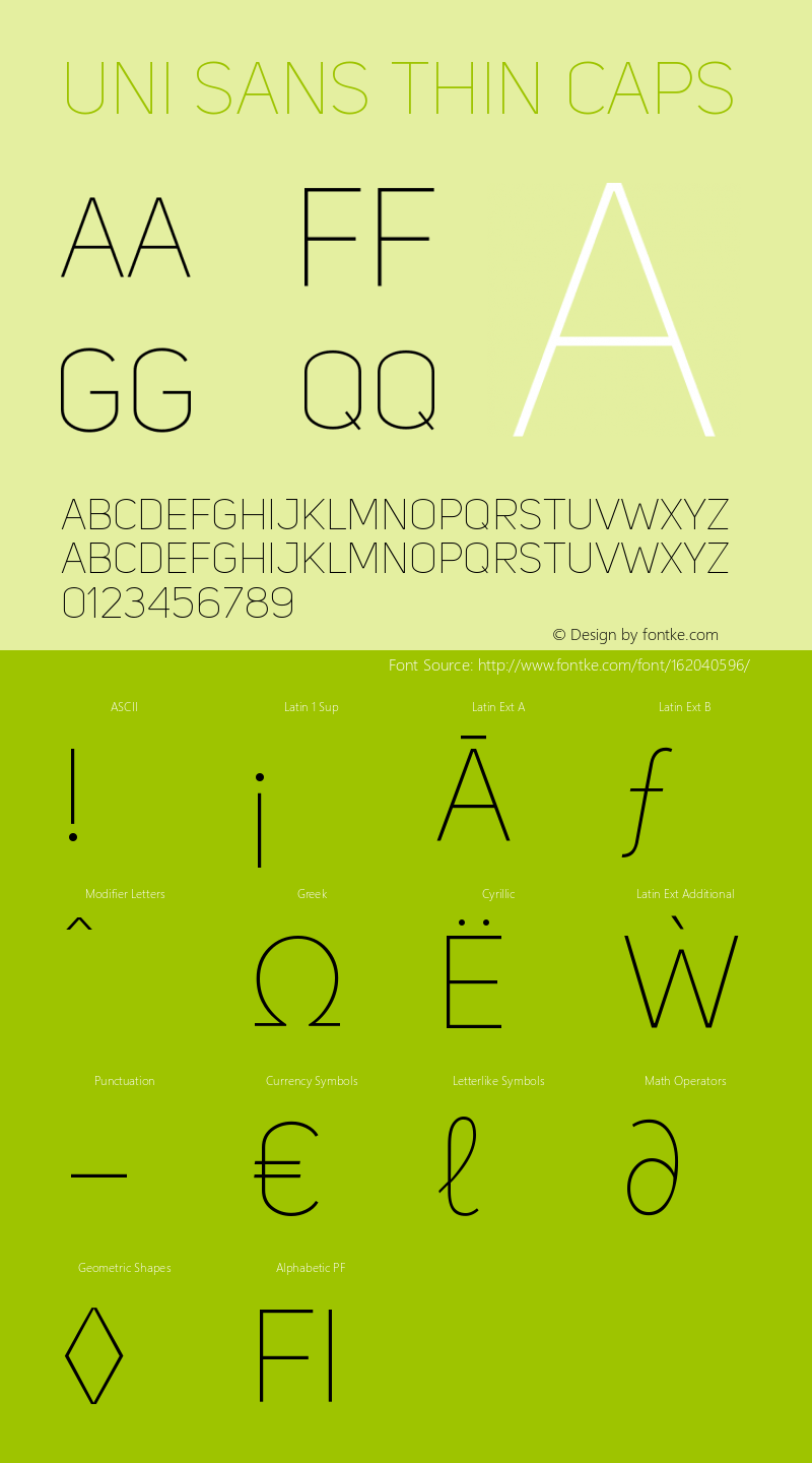 UniSansThinCAPS Version 001.029 Font Sample