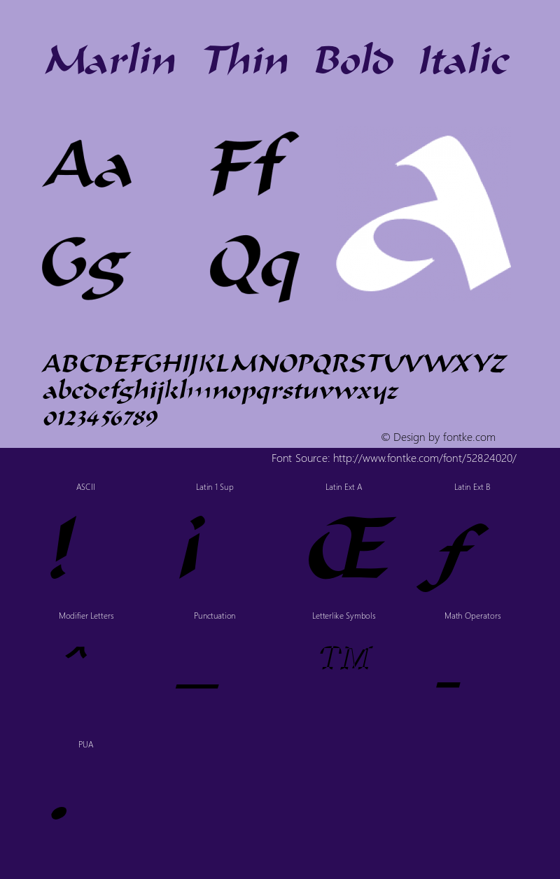 MarlinThinBoldItalic Altsys Fontographer 4.1 1/8/95 {DfLp-URBC-66E7-7FBL-FXFA} Font Sample