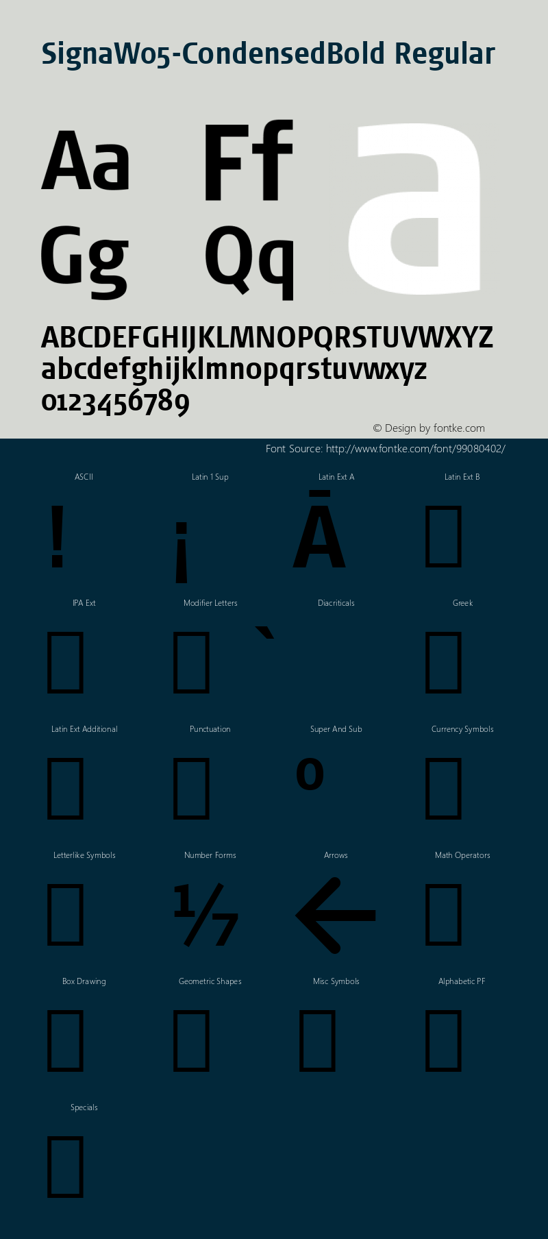 Signa W05 Condensed Bold Version 7.504 Font Sample