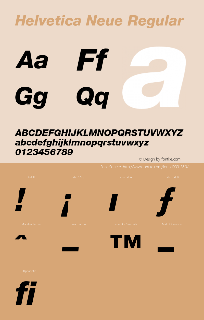 Helvetica Neue Regular 001.101 Font Sample