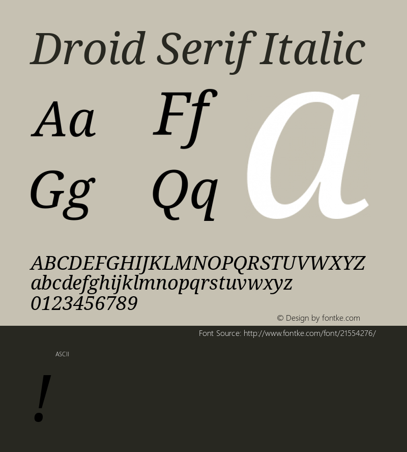 Droid Serif Italic  Font Sample