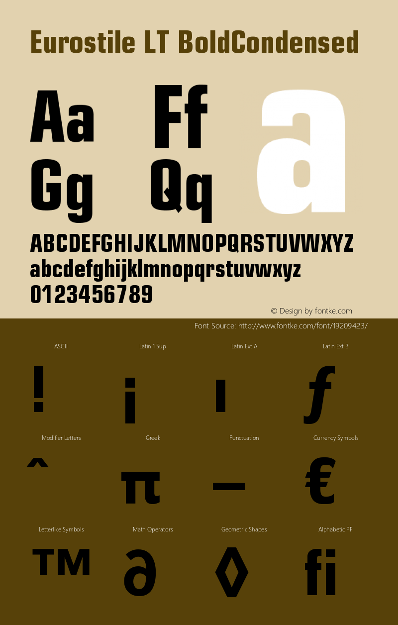 Eurostile LT Bold Condensed Version 006.000 Font Sample