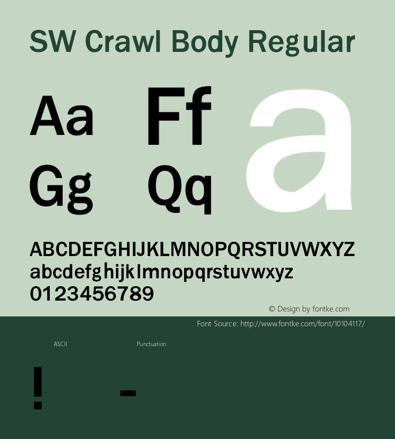 SW Crawl Body Regular Version 1.00; April 27, 2002 Font Sample