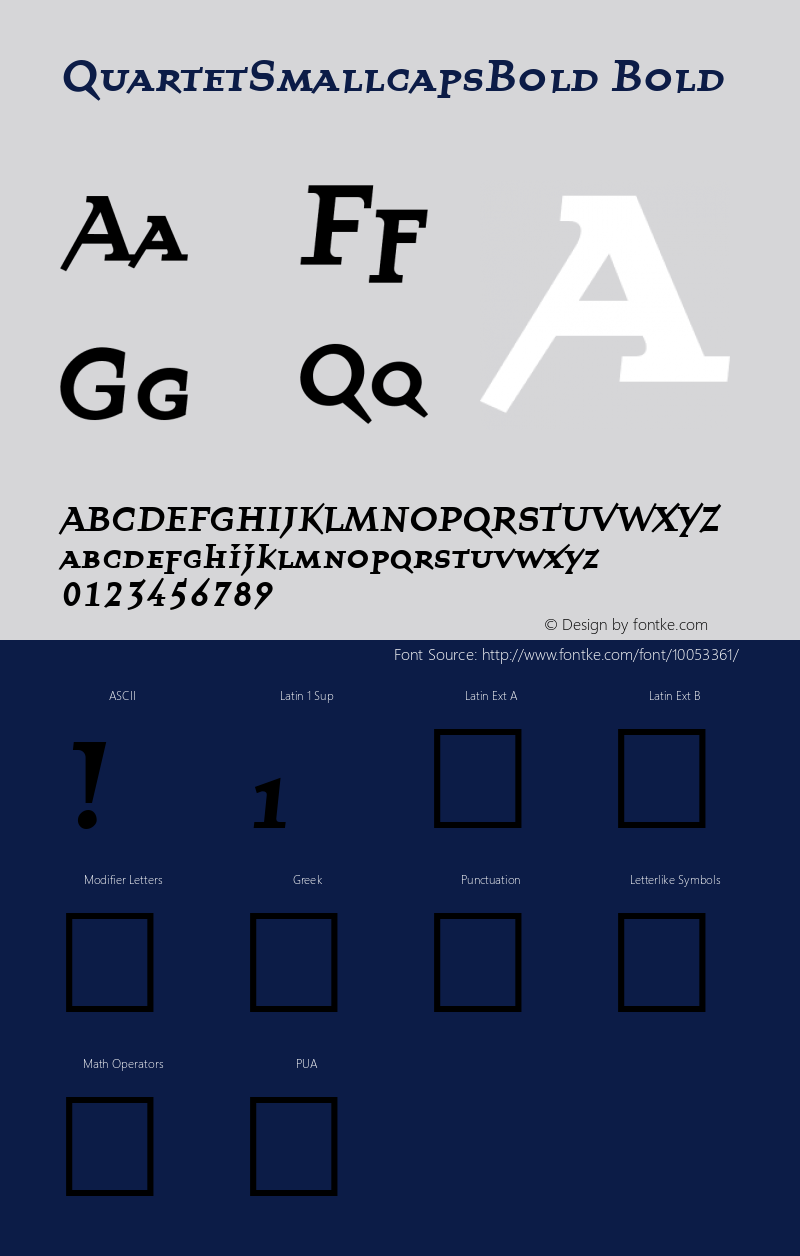 QuartetSmallcapsBold Bold Altsys Fontographer 3.5  4/1/93 Font Sample