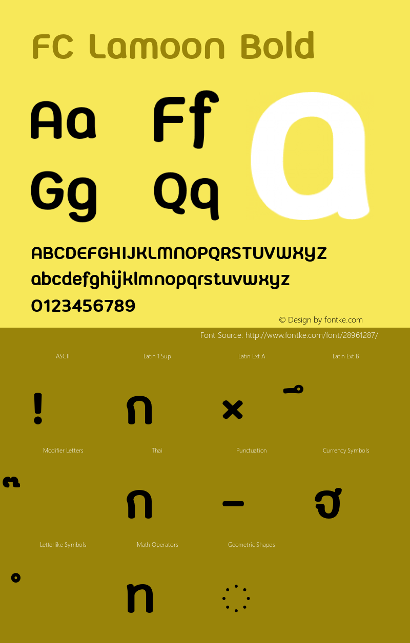 FC Lamoon Bold Version 1.00 2018 by Fontcraft : Jutipong Poosumas Font Sample