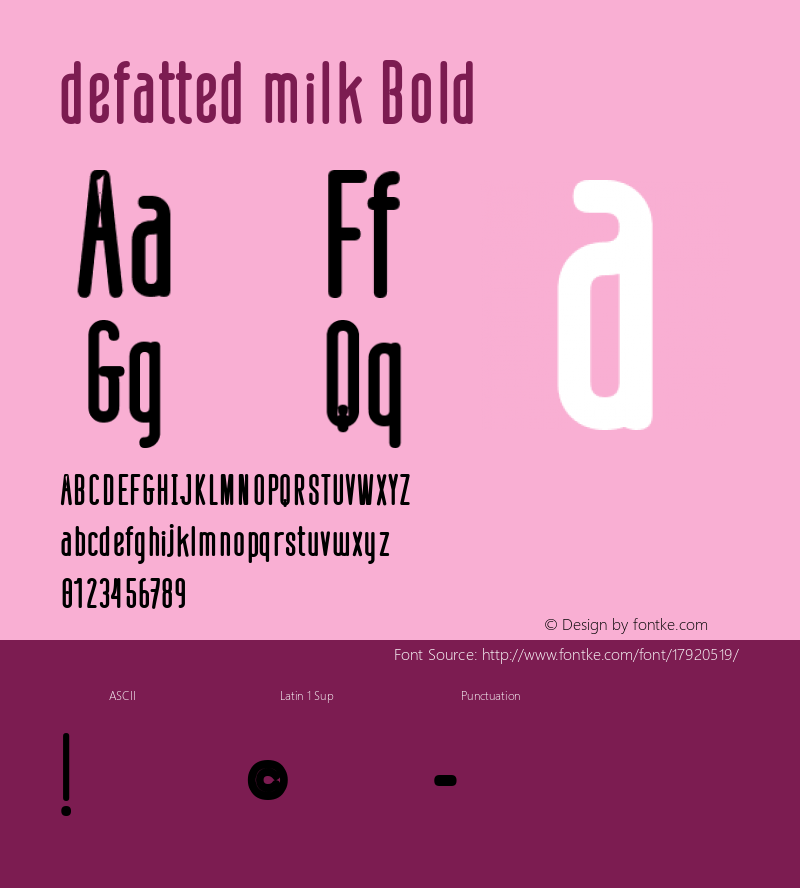 defatted milk Bold Version 1.000 Font Sample