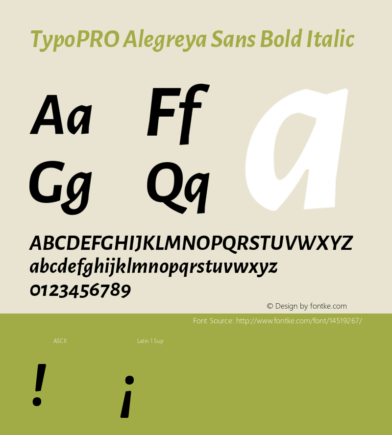 TypoPRO Alegreya Sans Bold Italic Version 1.000;PS 001.000;hotconv 1.0.70;makeotf.lib2.5.58329 DEVELOPMENT Font Sample