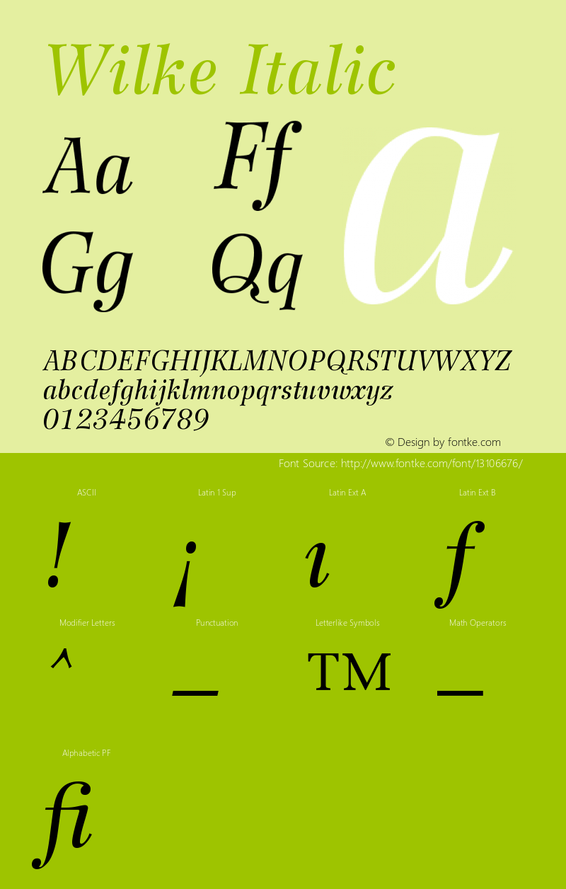 Wilke Italic Version 001.000 Font Sample