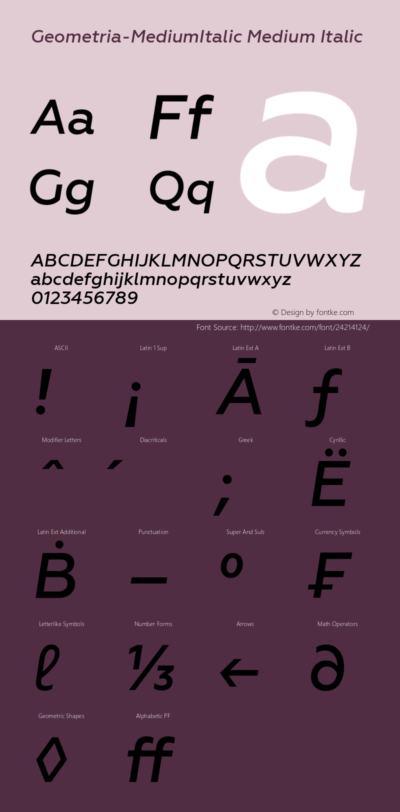 Geometria-MediumItalic Version 1.000 Font Sample
