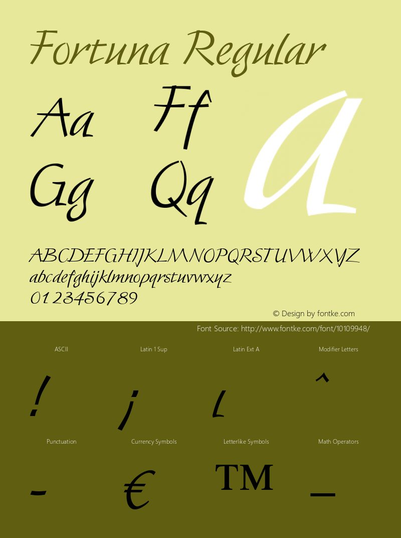 Fortuna Regular Macromedia Fontographer 4.1.4 01‐11‐17 Font Sample