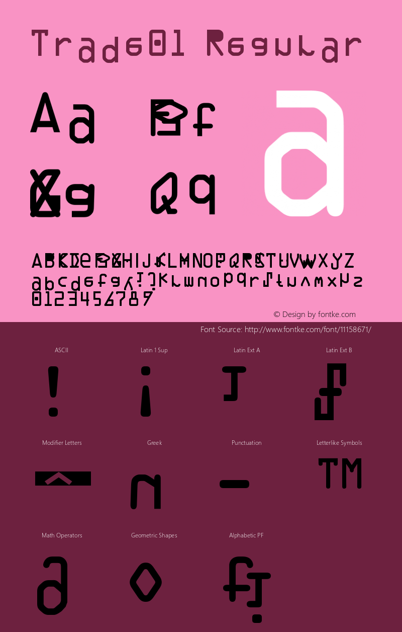 Trade01 Regular Version 001.000 Font Sample