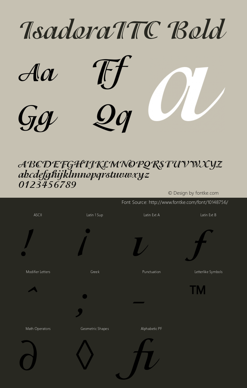 IsadoraITC Bold Version 001.000 Font Sample