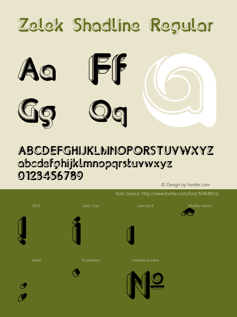 Zelek Shadline Regular Version 1.30 May 27, 2010 Font Sample