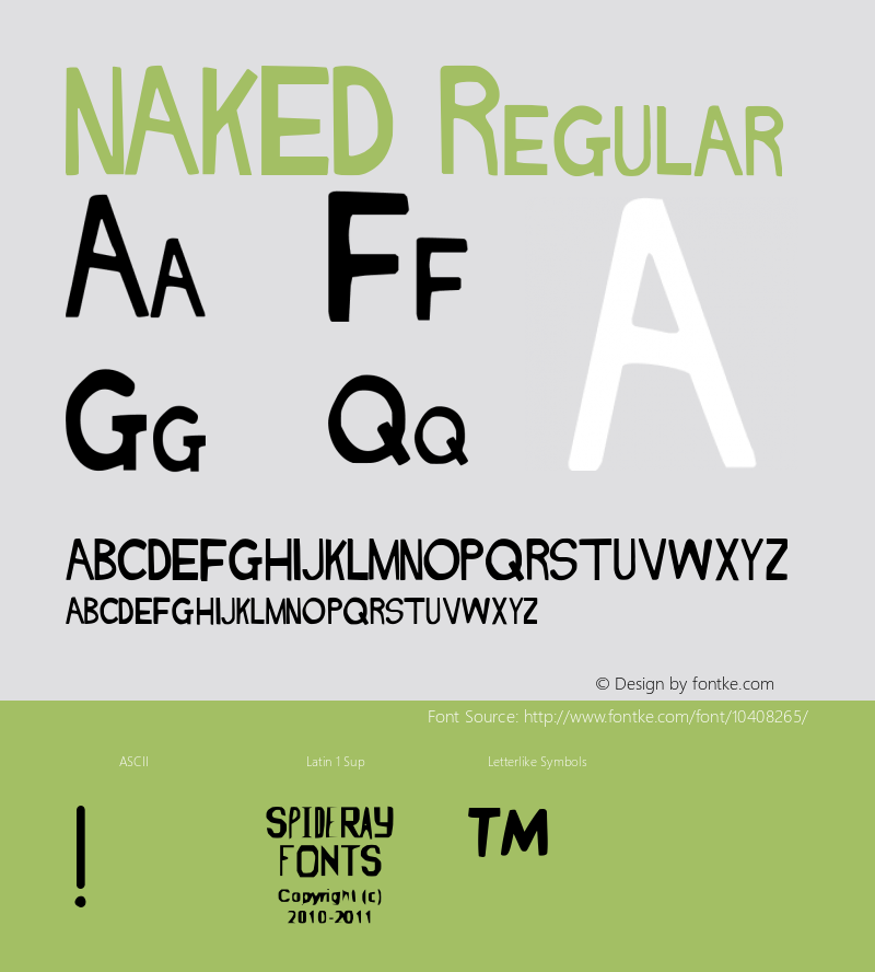 NAKED Regular Version 1.003 Font Sample