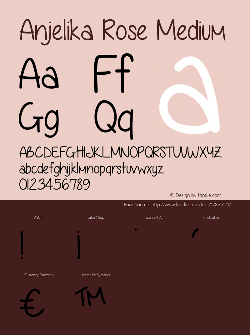 Anjelika Rose Medium Version 001.000 Font Sample