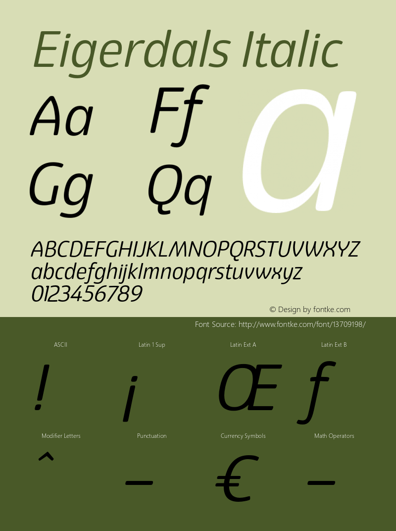 Eigerdals Italic Version 3.000 Font Sample