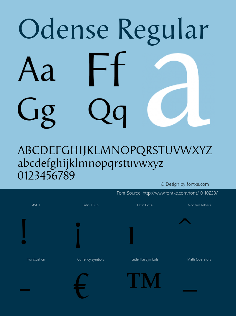 Odense Regular Macromedia Fontographer 4.1.4 01‐11‐17 Font Sample