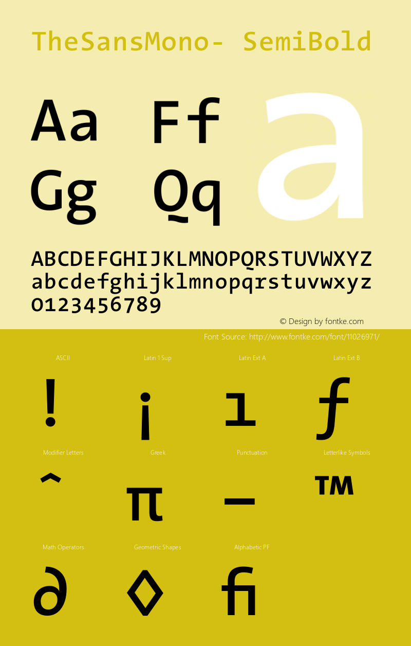 TheSansMono- SemiBold Version 001.000 Font Sample