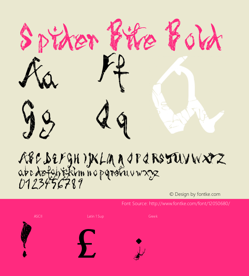 Spider Bite Bold Version 1.00 February 25, 2009, initial release Font Sample