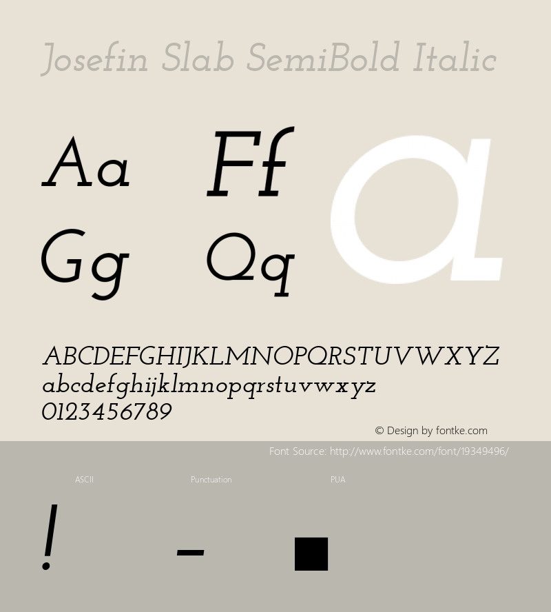 Josefin Slab SemiBold Italic Version 1.0 Font Sample