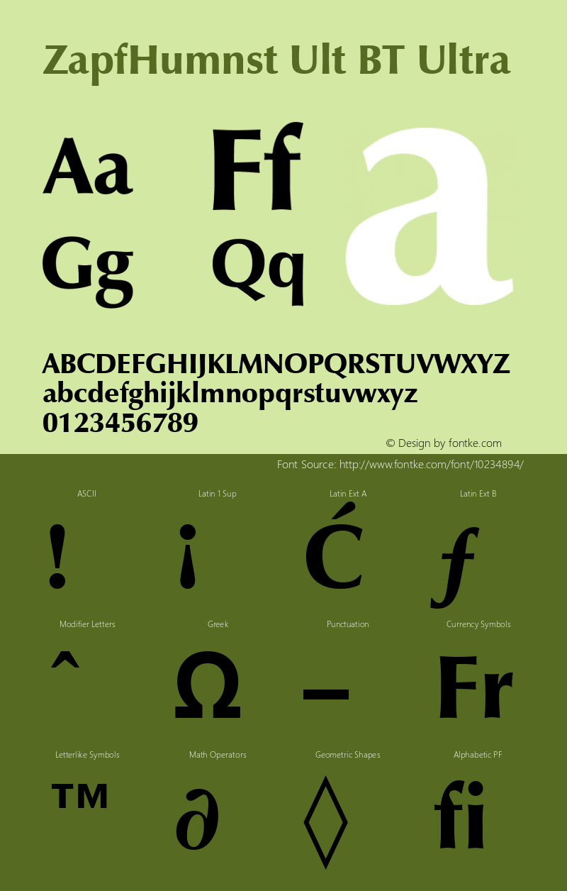 ZapfHumnst Ult BT Ultra Version 1.01 emb4-OT Font Sample