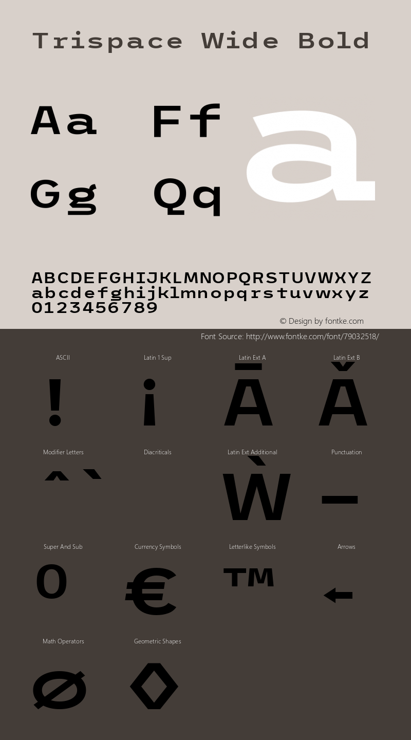 Trispace Wide Bold Version 1.005 Font Sample