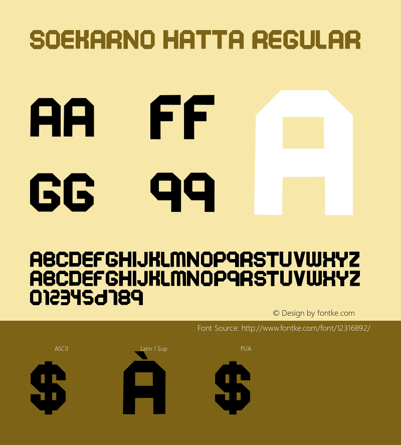 SOEKARNO HATTA Regular Unknown Font Sample