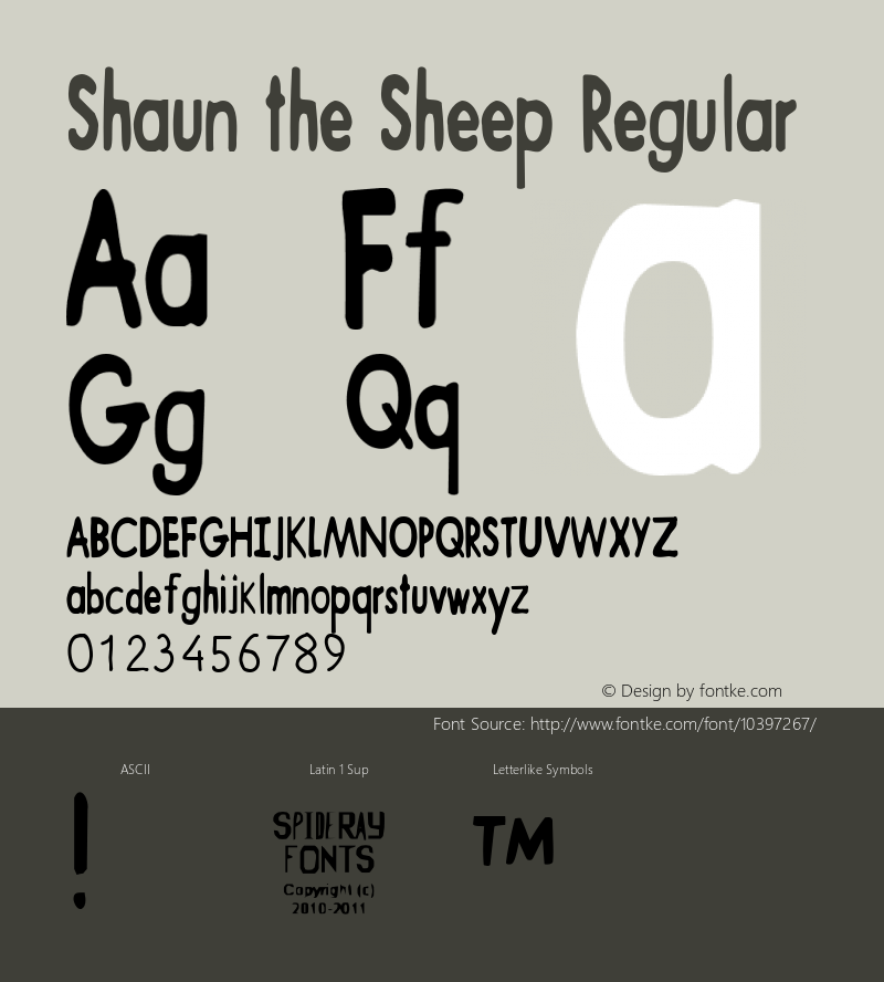 Shaun the Sheep Regular Version 1.008 Font Sample