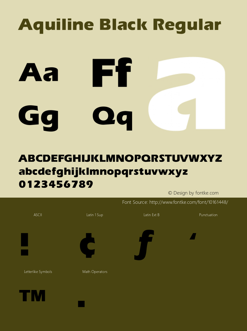 Aquiline Black Regular Rev 003.0 Font Sample