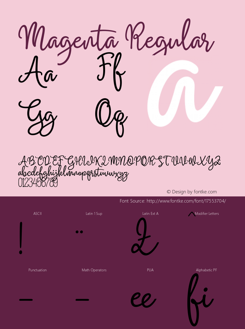 Magenta Regular Version 1.000 Font Sample