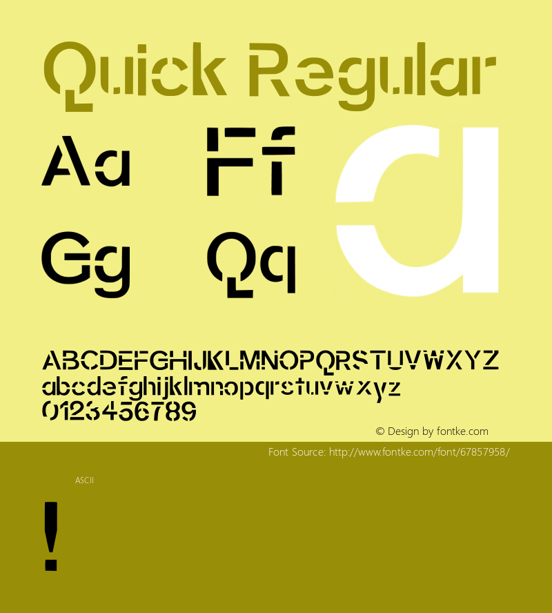 Quick Regular Version 001.020 Font Sample