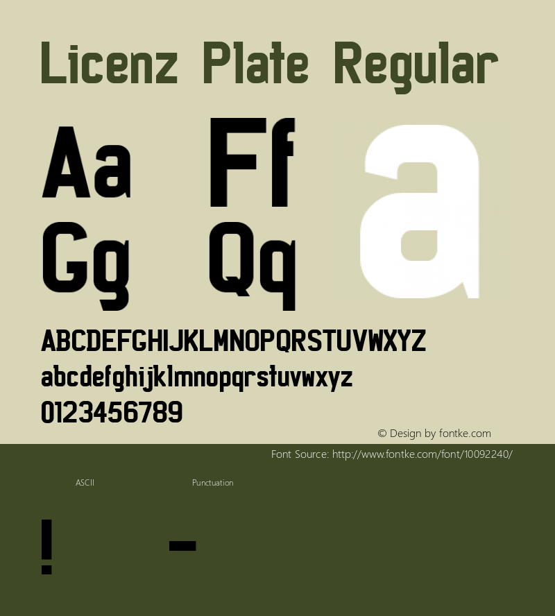 Licenz Plate Regular Macromedia Fontographer 4.1 2001.06.26. Font Sample