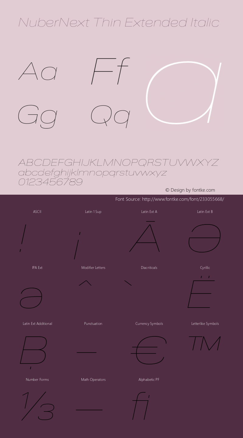 NuberNext Thin Extended Italic Version 001.002 February 2020图片样张