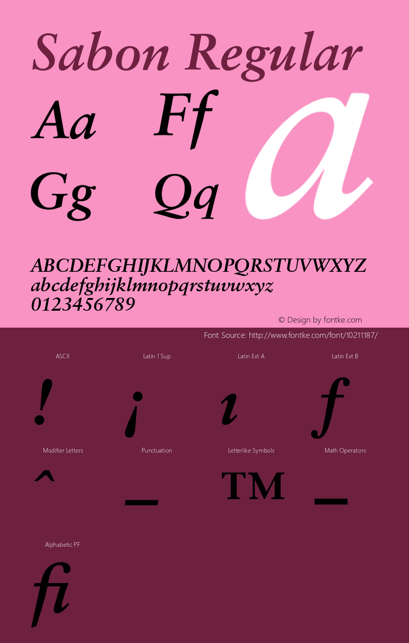 Sabon Regular 001.000 Font Sample