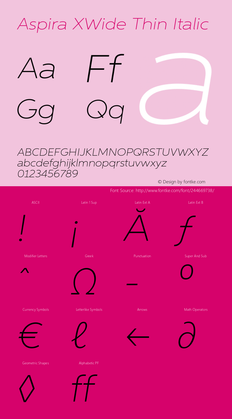 AspiraXWide-ThinIt Version 1.05          UltraPrecision Font图片样张