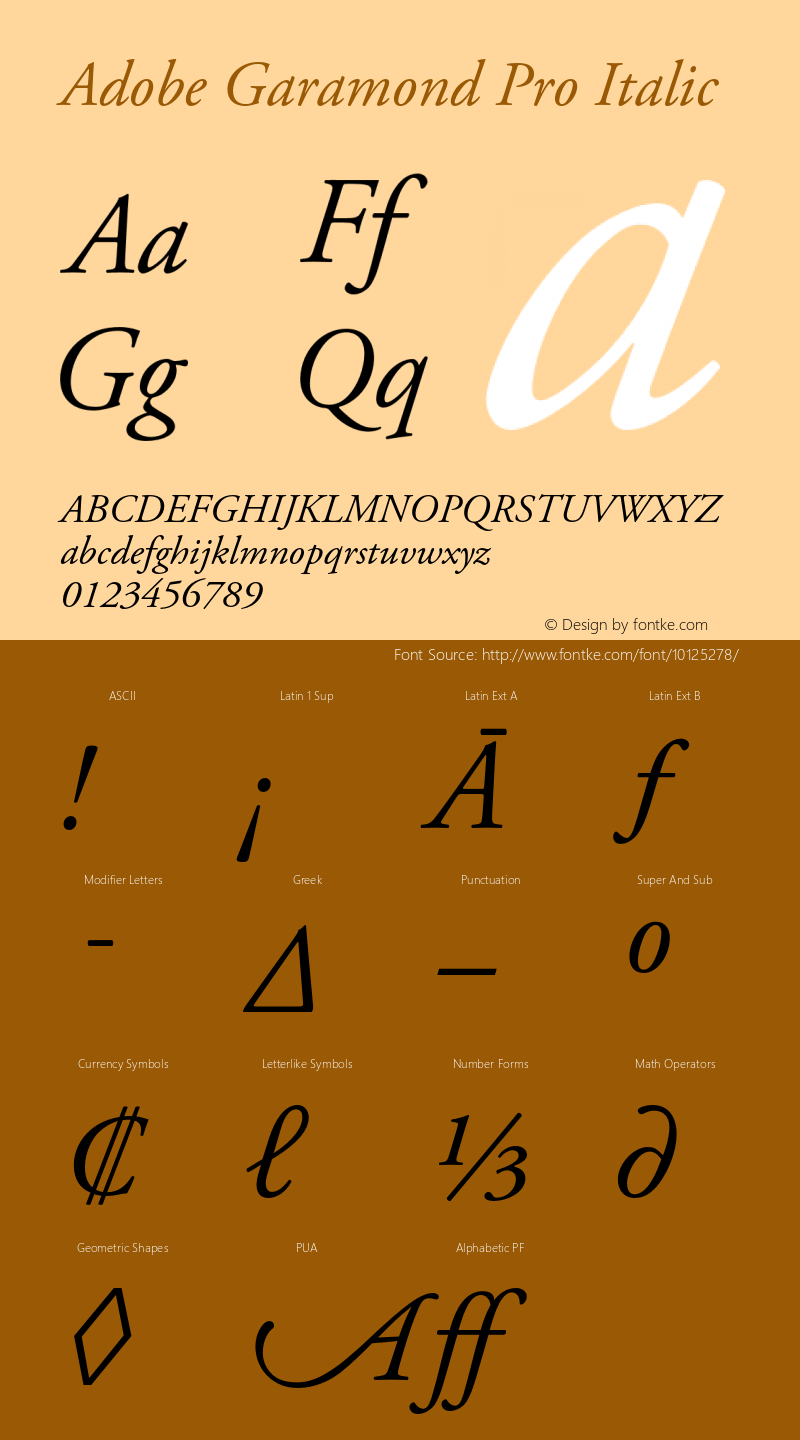 Adobe Garamond Pro Italic OTF 1.007;PS 001.000;Core 1.0.30;makeotf.lib1.4.1030 Font Sample