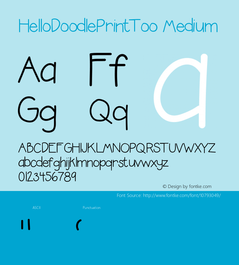 HelloDoodlePrintToo Medium Version 001.000 Font Sample