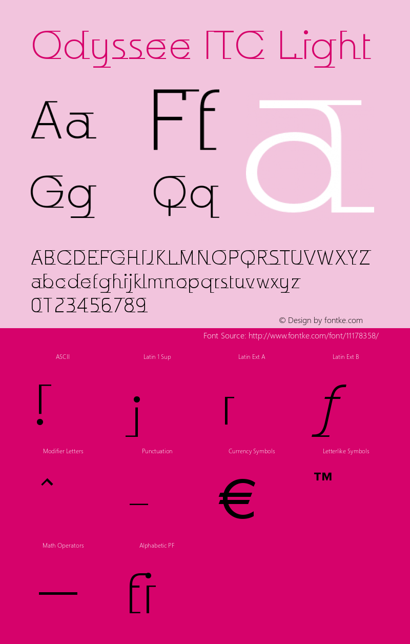 Odyssee ITC Light Version 005.000 Font Sample